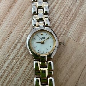 Citizen elegance ladies dainty gold tone dress watch NEW BATTERY